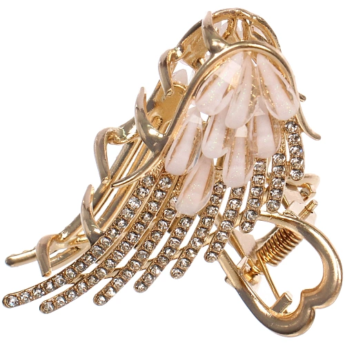 Заколка - краб для волос на блистере LAVITA, крылышко, цвет серебро и золото, 6,34см_7