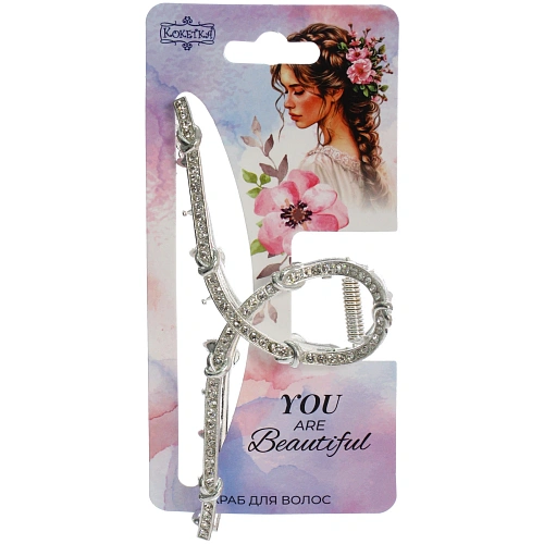 Заколка-краб для волос AKS - DesignPRO, петля, цвет золото и хром, 115см_5