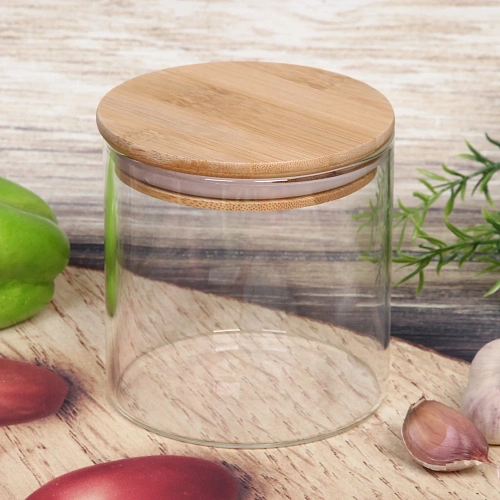 Банка для продуктов стеклянная 650мл Хай-Тек с бамбуковой крышкой 1010см_5