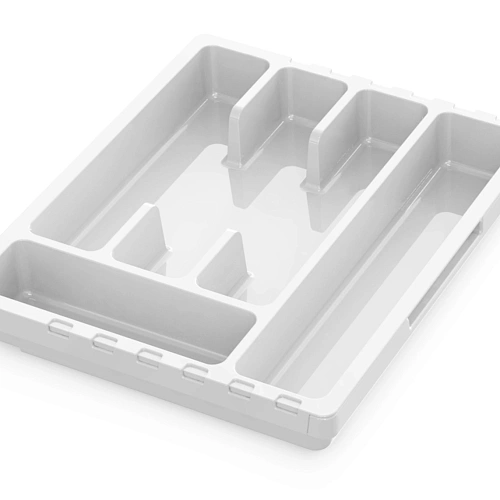 Лоток для столовых приборов раздвижной "Смарт" белый С424БЕЛ