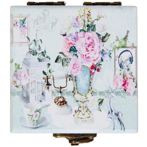 Шкатулка деревянная с зеркалом МАРЦИПАН, пудровые пионы, 656545см (в коробке)_6