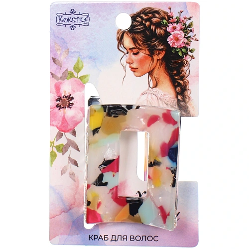 Заколка - краб для волос AKS-EMPIRE, квадрат, цвет микс 6 цветов, 3,62,7см_4