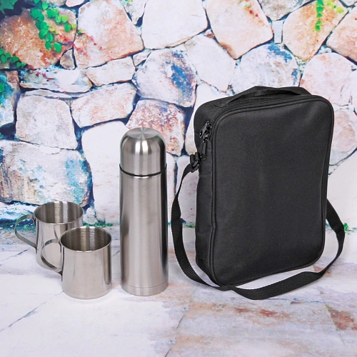 Набор походный 3предмета в сумке (Термос 500мл+2кружки 300мл металл)_9