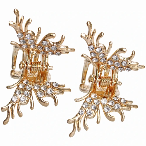 Заколка-краб для волос 2шт AKS - DesignPRO, бабочки, цвет золото и хром, 42,5см_4