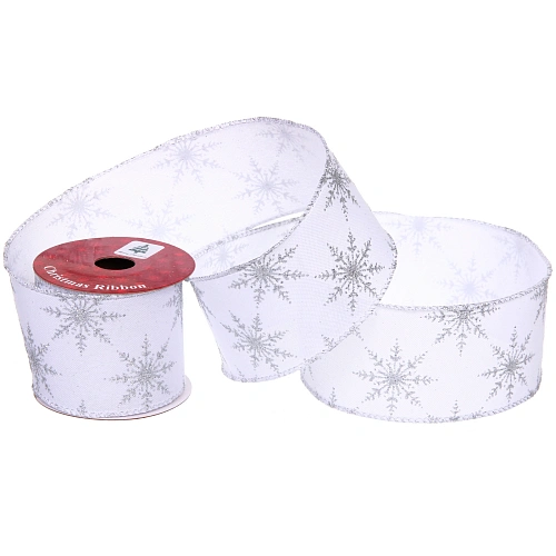 Лента для декорирования "Снежинка" 6,3 см, 2,7 м, Серебро