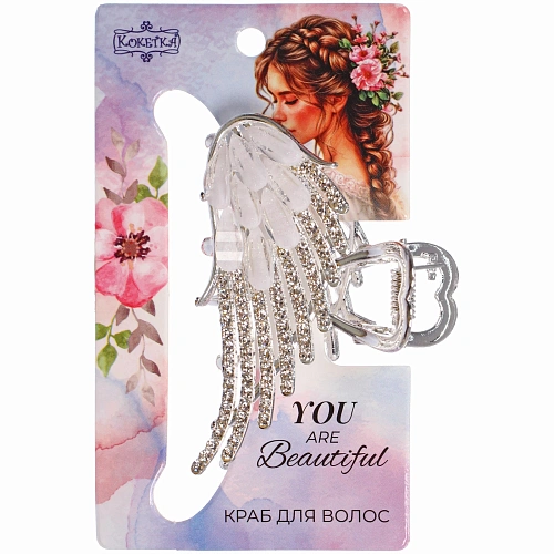 Заколка - краб для волос на блистере LAVITA, крылышко, цвет серебро и золото, 6,34см_4