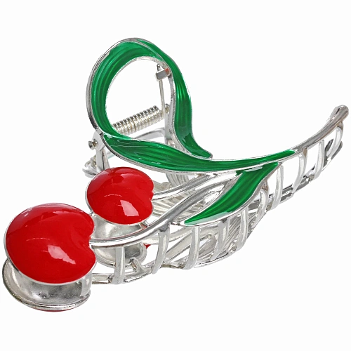 Заколка-краб для волос AKS - DesignPRO, вишенки, цвет золото и хром, 1157см_3