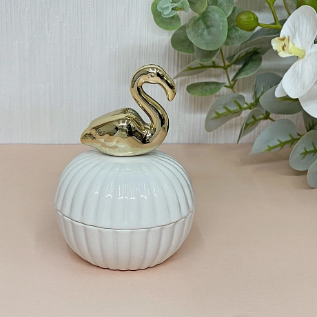 Шкатулка керамическая "GOLD Podarok", лебедь, цвет белый, 8*10,5*3см (в инд. коробке)