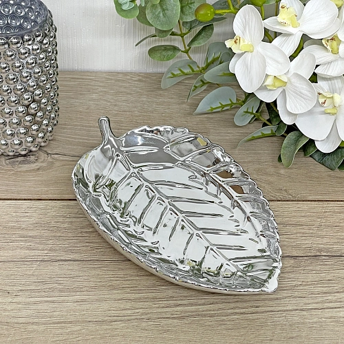 Подставка керамическая GOLD Podarok, листок, цвет серебро, 20,513см (упаковка индив пленка)_4