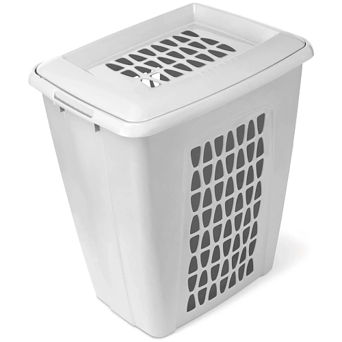 Корзина для белья Молетта 45л прямоугольная с крышкой светло-серая С701СЕР