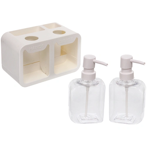 Дозатор для моющих средств 2х350мл 17х19х16 белый 8875_8