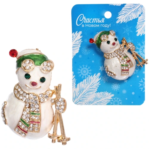 Брошь "Зимняя сказка - Снеговичок" 3,8*2,8см
