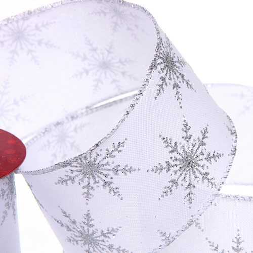 Лента для декорирования Снежинка 6,3 см, 2,7 м, Серебро_3