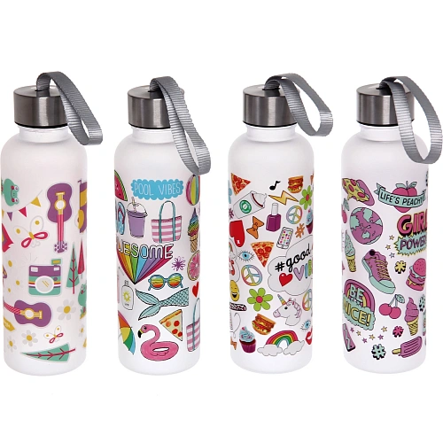 Бутылка питьевая пластиковая 600мл Летний микс, микс цветов_3