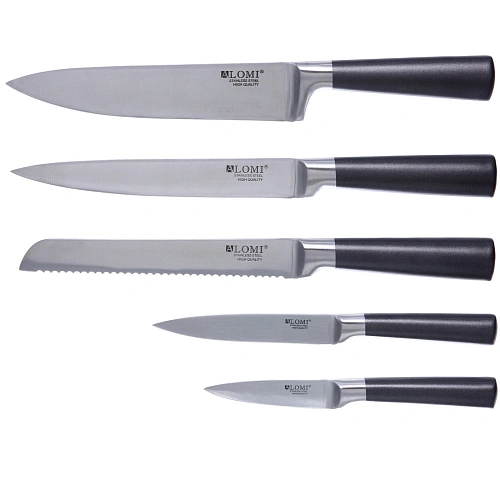 Набор ножей SHEF 6предметов (5ножей+подставка), черная ручка_4