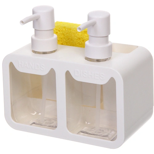 Дозатор для моющих средств 2х350мл 17х19х16 белый 8875