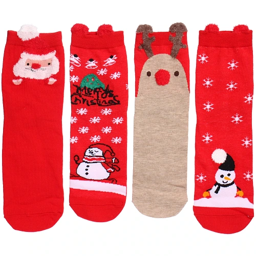 Носки женские в подарочной коробке 4шт NEXOLOD, 4 дизайна, цвет красный, р36-39_4