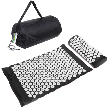 Акупунктурный набор (коврик игольчатый 64х40х2 см и валик 37х15х10 см в сумочке), черный
