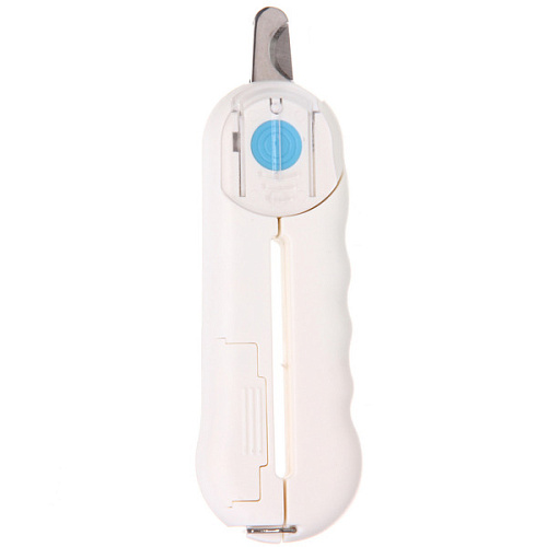 Когтерез инновационный для животных с LED подсветкой, пилкой и отсеком для ногтей ПРЕМИУМ, прорезиненная ручка, цвет белый, 22315см (фабр коробка)