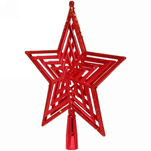 Звезда на ёлку 20см Полоса объемная красная_3