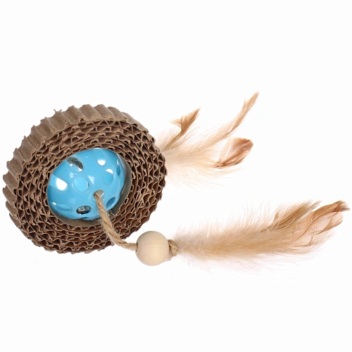 Игрушка - когтеточка "ЦапЦап", шарик с бубенчиком, цвет синий, 7*1,5см 