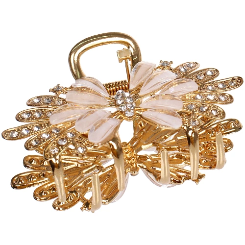 Заколка - краб для волос на блистере LAVITA, бантик, цвет серебро и золото, 6,64см_6