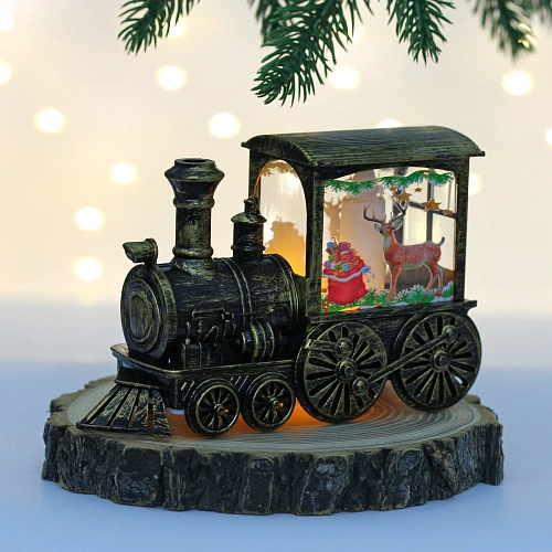 Сувенир с подсветкой "Волшебный паровозик" 8*5*14 см, Бронза (работает от батареек LR44*3)