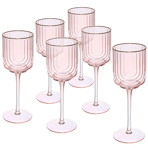 Бокал для вина 330мл "Enjoy Life" в наборе 6шт, цвет розовый