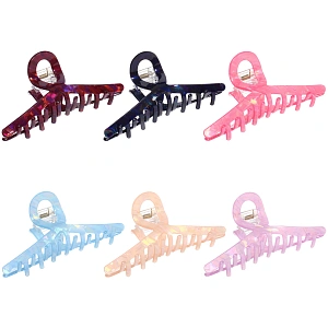 Заколка - краб для волос "AKS-EMPIRE", петля, микс 6 цветов, 11*4,5см