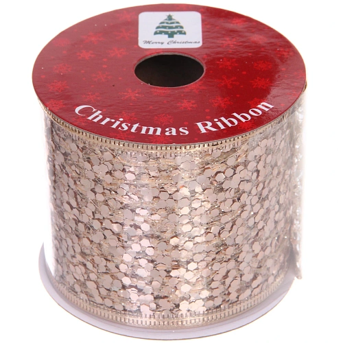 Лента для декорирования Волшебные искры 6,3 см, 2,7 м, Розовое золото_4