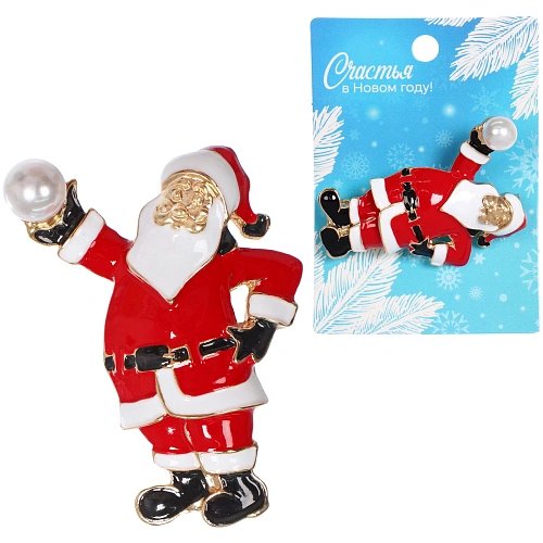Брошь "Рождественское чудо - Дед мороз", 4,7*3,8см