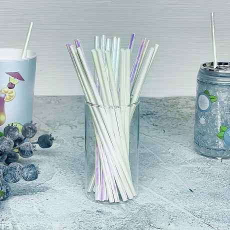 Трубочка для коктейля "Волшебство" 19,5 см d-6 мм (набор 25 шт), Перламутр