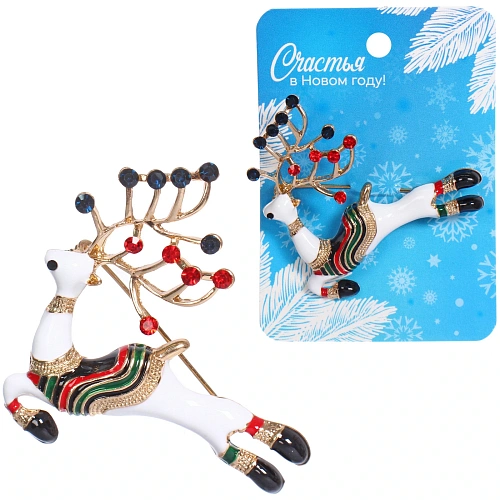 Брошь "Зимняя сказка - Олень" 4,5*4,7см