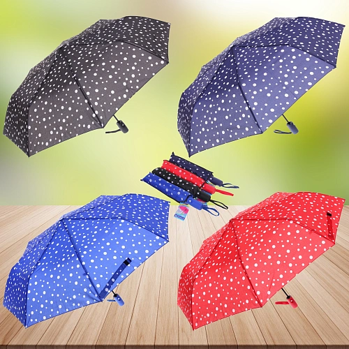 Зонт женский полуавтомат Капли дождя, микс 6 цветов, 8 спиц, d-100см, длина в слож виде 30см_3