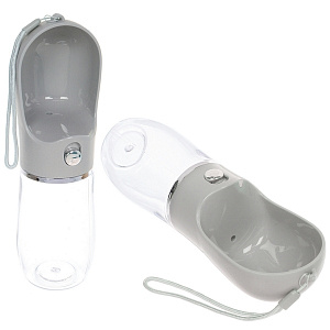 Поилка портативная прогулочная с кнопкой "ЛЮБИМЫЙ БРО", цвет серый, 380мл (коробка)