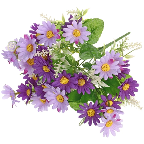 Искусственные цветы "Ромашки" 29см 28 цветков сиреневые