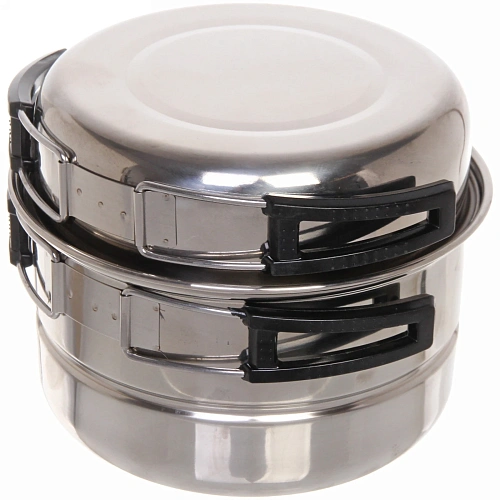 Набор походной посуды 3 предмета (чаша 17,510см, сковорода 174см, пароварка 16см)_4