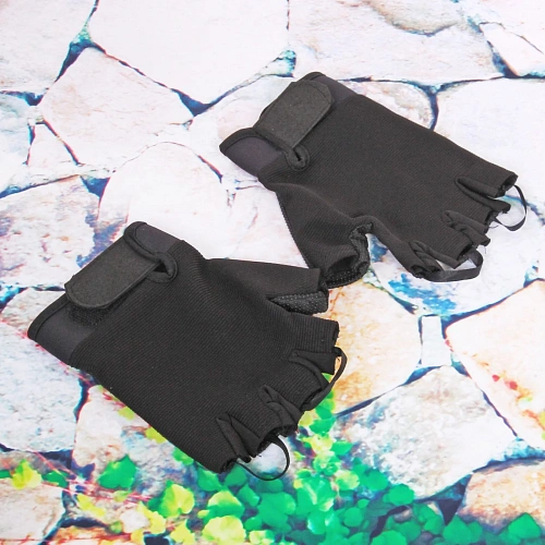 Перчатки туристические черные без пальцев KF37_5