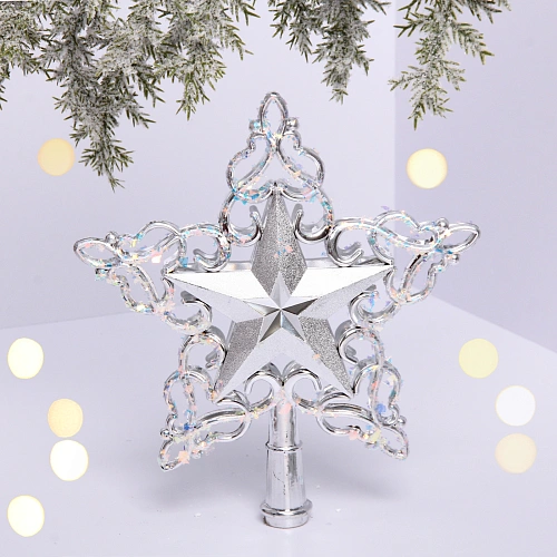 Звезда на ёлку "Снежная звезда" 20 см, Серебро