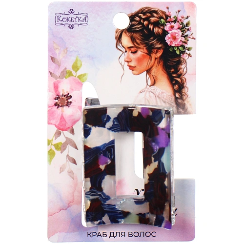 Заколка - краб для волос AKS-EMPIRE, квадрат, цвет микс 6 цветов, 3,62,7см_6