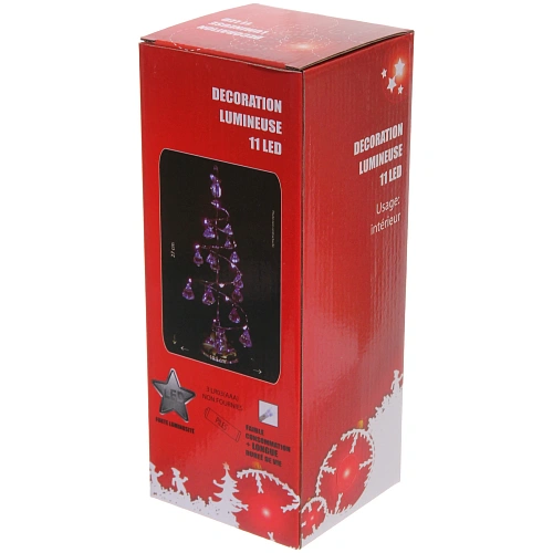 Сувенир с подсветкой Елочка Хрустальная 26 см, диаметр 10 см, основание-серебро, свечение-белый, хрусталик Красный (работает от батареек 3 ААА)_2