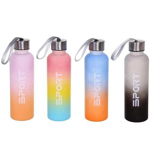 Бутылка питьевая пластиковая 600мл "Градиент", микс цветов