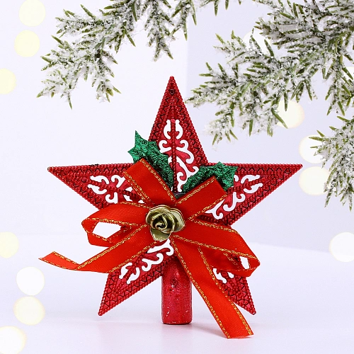 Верхушка на ёлку "Сияющая звезда" 10 см, красный