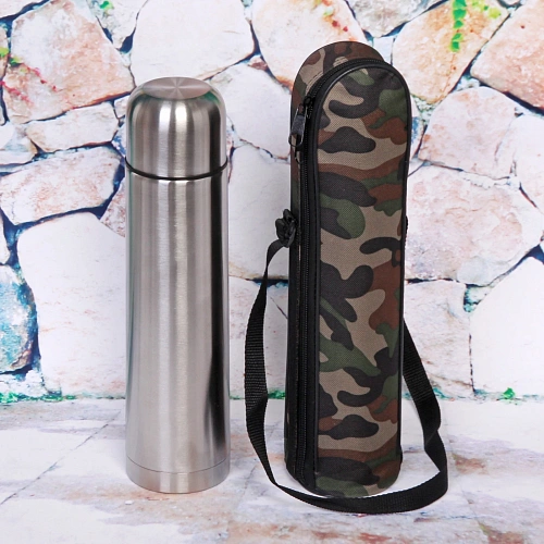 Термос металлический 1000мл в чехле Хаки_3