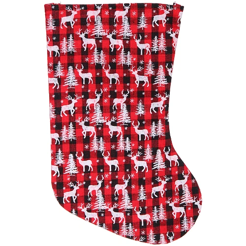 Носок новогодний  "Волшебные олени" 22х35 см, Красный