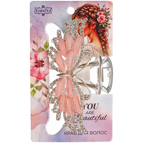 Заколка - краб для волос на блистере LAVITA, бабочка, цвет серебро и золото, 7,53,5см_3