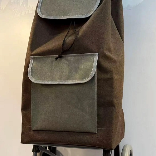 Тележка хозяйственная с сумкой (98*36*24см, колеса 15см,грузоподъемность до 30 кг) F коричневая