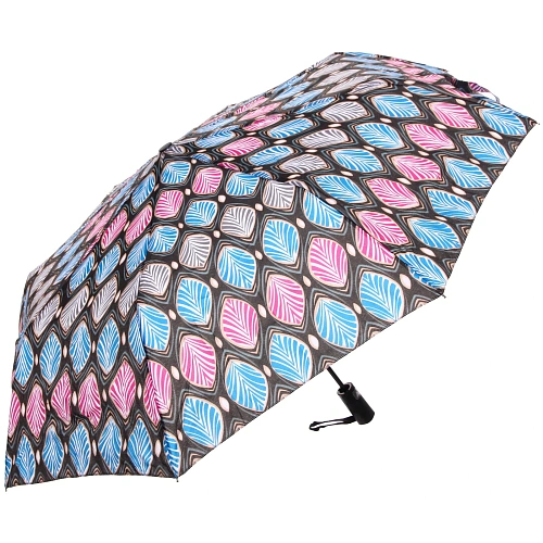 Зонт женский полуавтомат Ultramarine- Маниока, микс 6 цветов, 8 спиц, d-100см, длина в слож виде 28см, голубые цветы_23