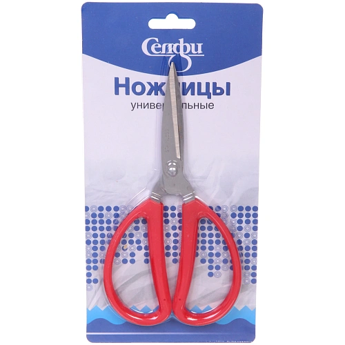Ножницы универсальные бытовые VOSTOK MARKET, цвет красный, 19см (блистер Селфи)_4