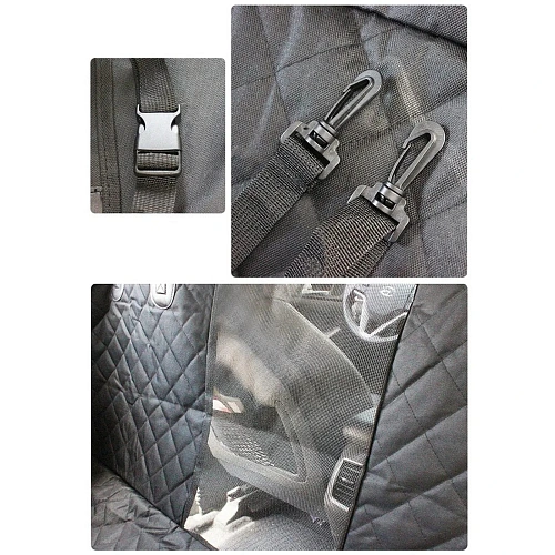 Автогамак для перевозки животных Место Бро, цвет черный, влагозащ ткань, ремень для крепл к ошейнику, 133140см_9